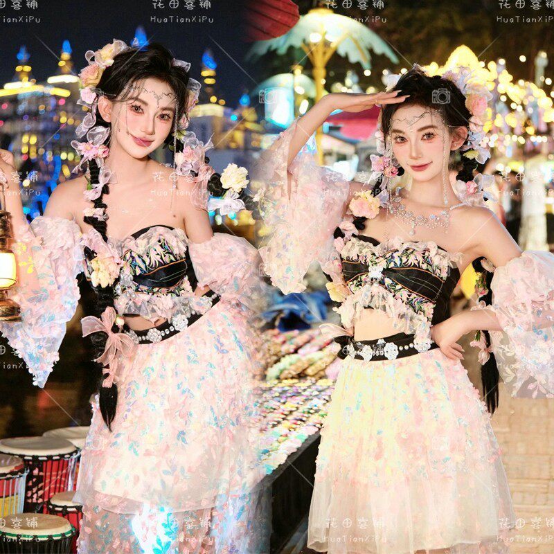 云南大理丽江民族风旅拍服装西域公主写真服西藏藏族藏袍摄影服饰