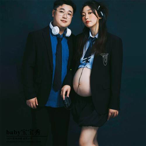 影楼龙年新款新年孕妇照服装纯欲风西装室内孕妇照衣服摄影写真影