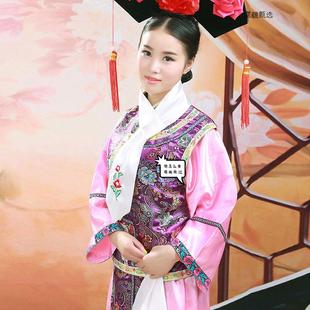 清朝宫女还珠格格古装小燕子绣花旗服甄嬛传同款满族福晋演出服装