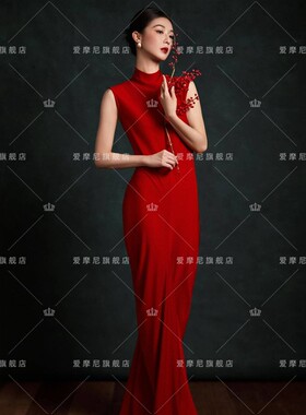 2026新款影楼东方美学红色氛围感情绪肖像新中式国风艺术写真服装