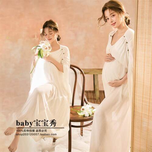 孕妇影楼写真主题拍照新款复古新中式气质法式油画风禅意摄影服装