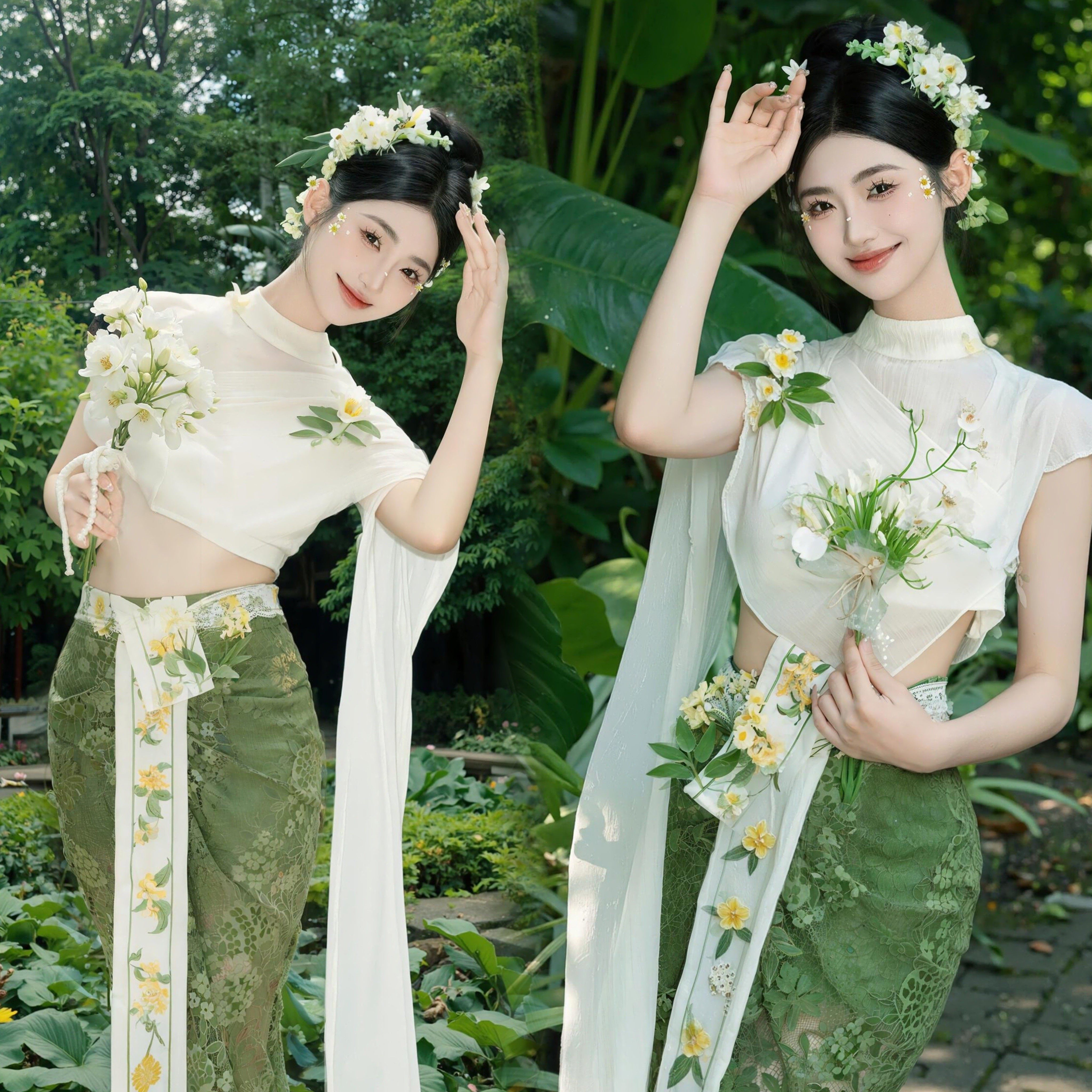 云南西双版纳服装傣族中式套装民族泼水节旅游拍照女装旅拍摄影
