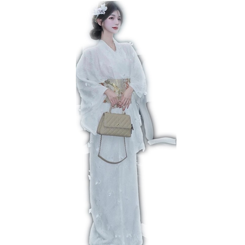 和服正装新款蕾丝和服大正浪漫温柔白色黑道千金万圣节双层有里布图片