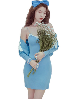 新款影楼韩系画报写真主题服装时尚少女风蓝色清新艺术照摄影服饰