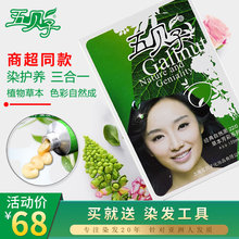五贝子染发剂植物天然纯无刺激2020流行色五倍子棕黑色染发膏男女