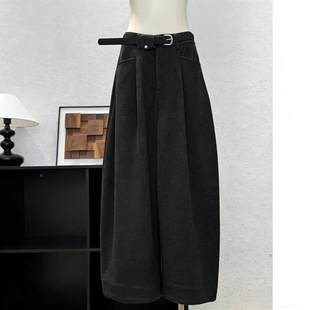 女冬季 阔腿裤 新款 大码 6181 胖mm高腰显瘦弯刀休闲裤 加厚毛呢西装