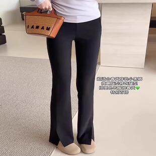 胖mm高腰显瘦马蹄喇叭裤 2599 流行大码 女2025新款 黑色微喇休闲裤