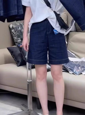 5815#41深蓝色牛仔短裤女夏季薄款大码高腰宽松显瘦直筒五分裤