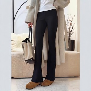 胖mm高腰显瘦小个子弹力休闲喇叭裤 2381 新款 女冬季 加绒微喇裤