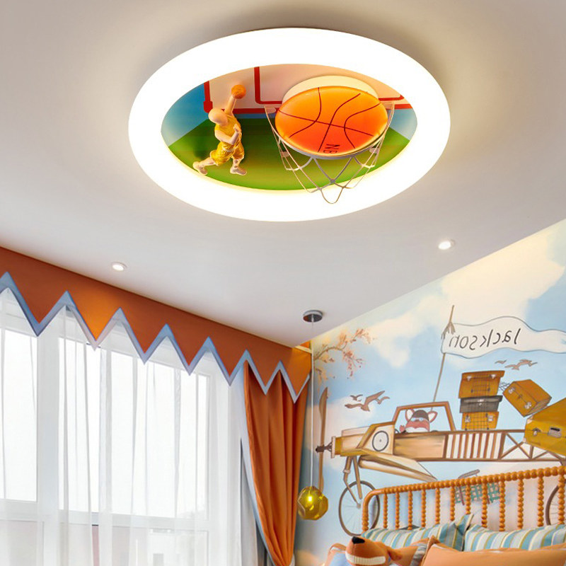 篮球灯儿童房吸顶灯男孩创意卡通led护眼全光谱卧室灯男童房间灯