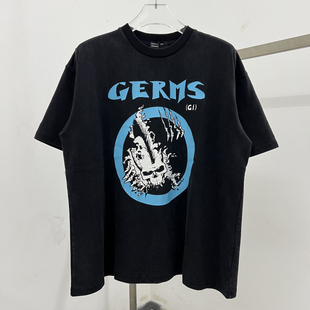 Henri同款 T恤 ERD忧郁富二代Germs朋克碎裂骷髅头vintage男女短袖
