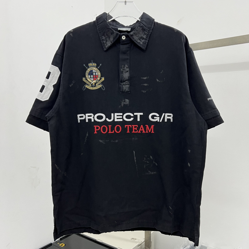 GRAILZ夏季短袖做旧刺绣POLO衫