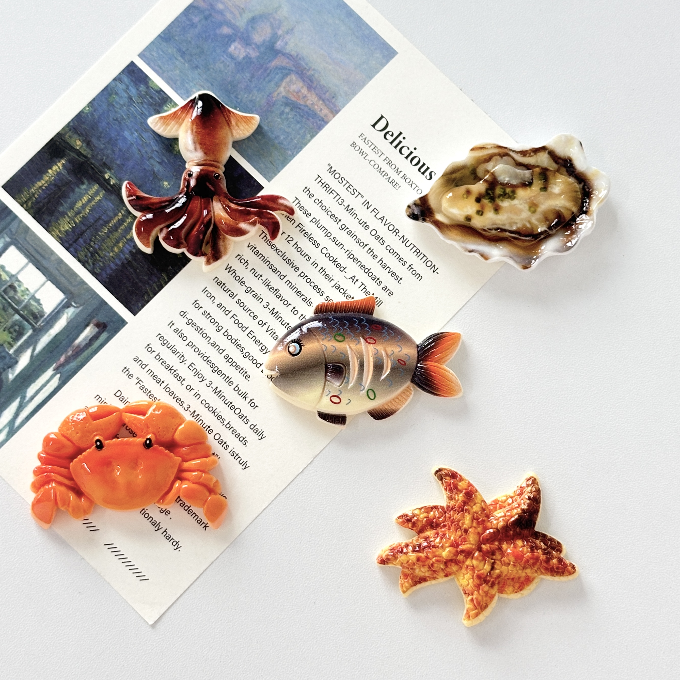 小众海洋螃蟹小鱼食玩食物立体