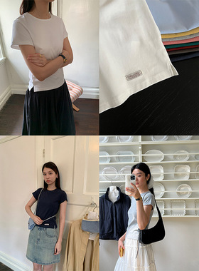 AlloFu十三行百搭T恤女2024秋季新款正肩小版型短袖简约上衣22885