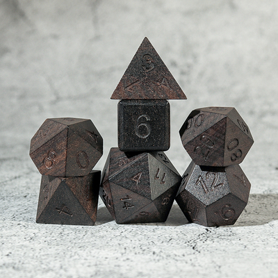 紫檀木跑团数字骰子二十面木质八面筛子桌游6面多面体DND色子骰子