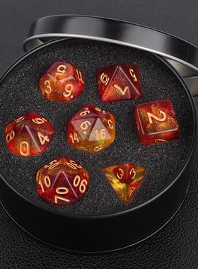 彩色跑团骰子金属礼盒套装coc多面克苏鲁桌游8亚克力20面数字色子