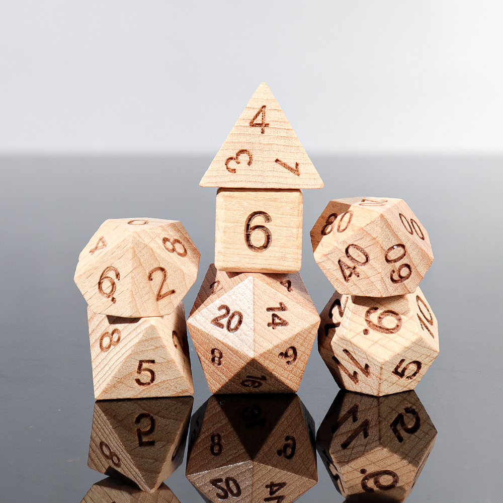 榉木跑团骰子12面色子多面体实木木质早教亲子互动六面数字筛子