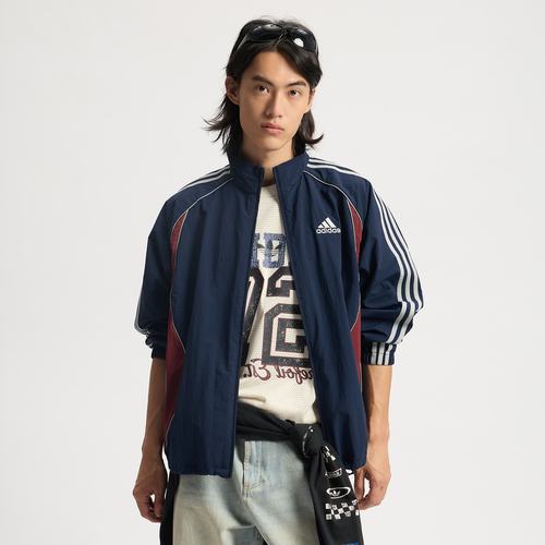 Adidas/阿迪达斯正品男子复古撞色立领运动宽松薄外套KE5847