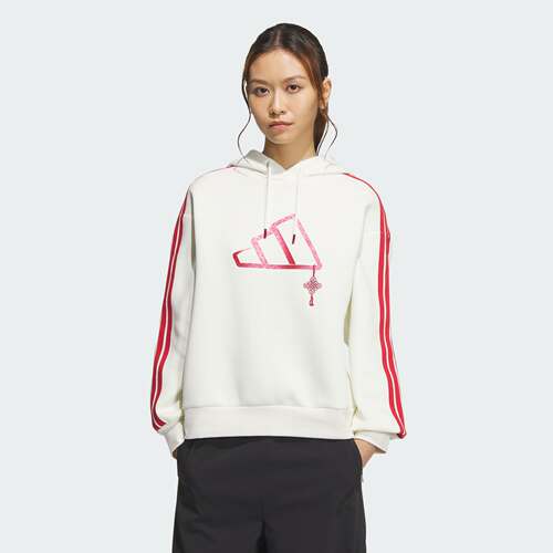 Adidas阿迪达斯女子双面针织运动休闲连帽卫衣套头衫JZ1638