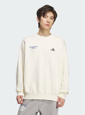 Adidas阿迪达斯男子篮球加绒字母印花运动圆领卫衣套头衫KC2786