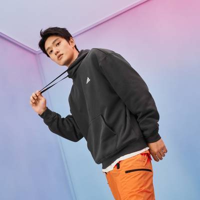 Adidas阿迪达斯男女加绒加厚运动宽松长袖连帽卫衣套头衫