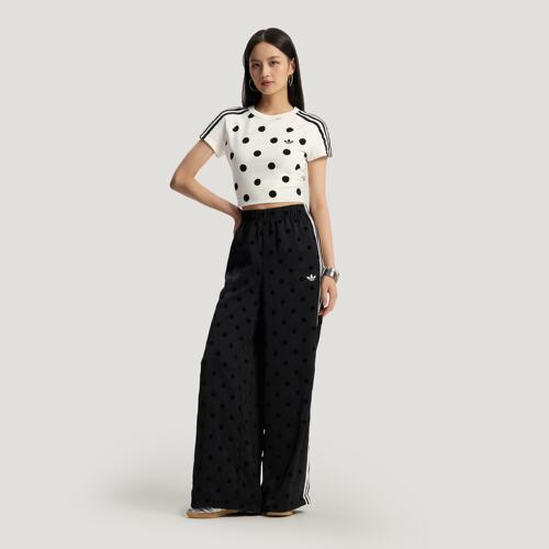 Adidas阿迪达斯WIDE LEG PANTS女子缎面波点宽松阔腿运动裤KV1169