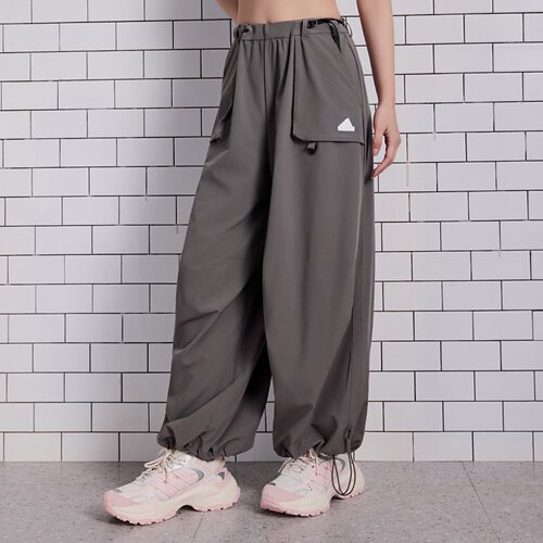 Adidas阿迪达斯正品女新款宽松可调节阔腿运动休闲伞裤JE8583