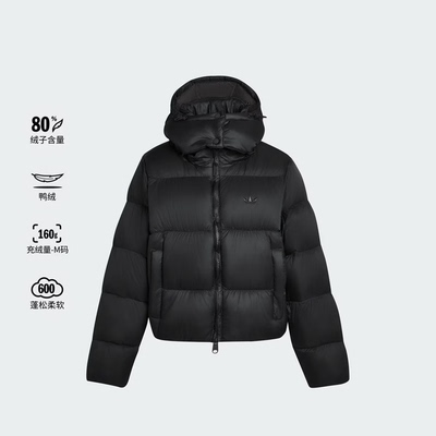 阿迪达斯adidas三叶草女装保暖运动600蓬鸭绒连帽面包羽绒服