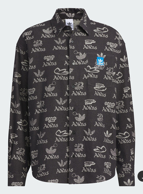 Adidas/阿迪达斯正品三叶草男士经典运动休闲印花衬衫JN1663