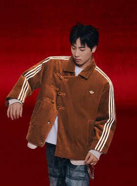Adidas 三叶草新中式保暖灯芯绒运动男女棉服 KQ5135 KR5066