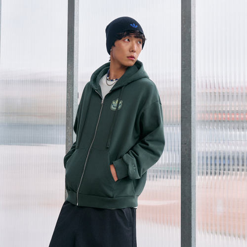 Adidas/阿迪达斯三叶草男女休闲针织拉链连帽夹克外套卫衣KG8507