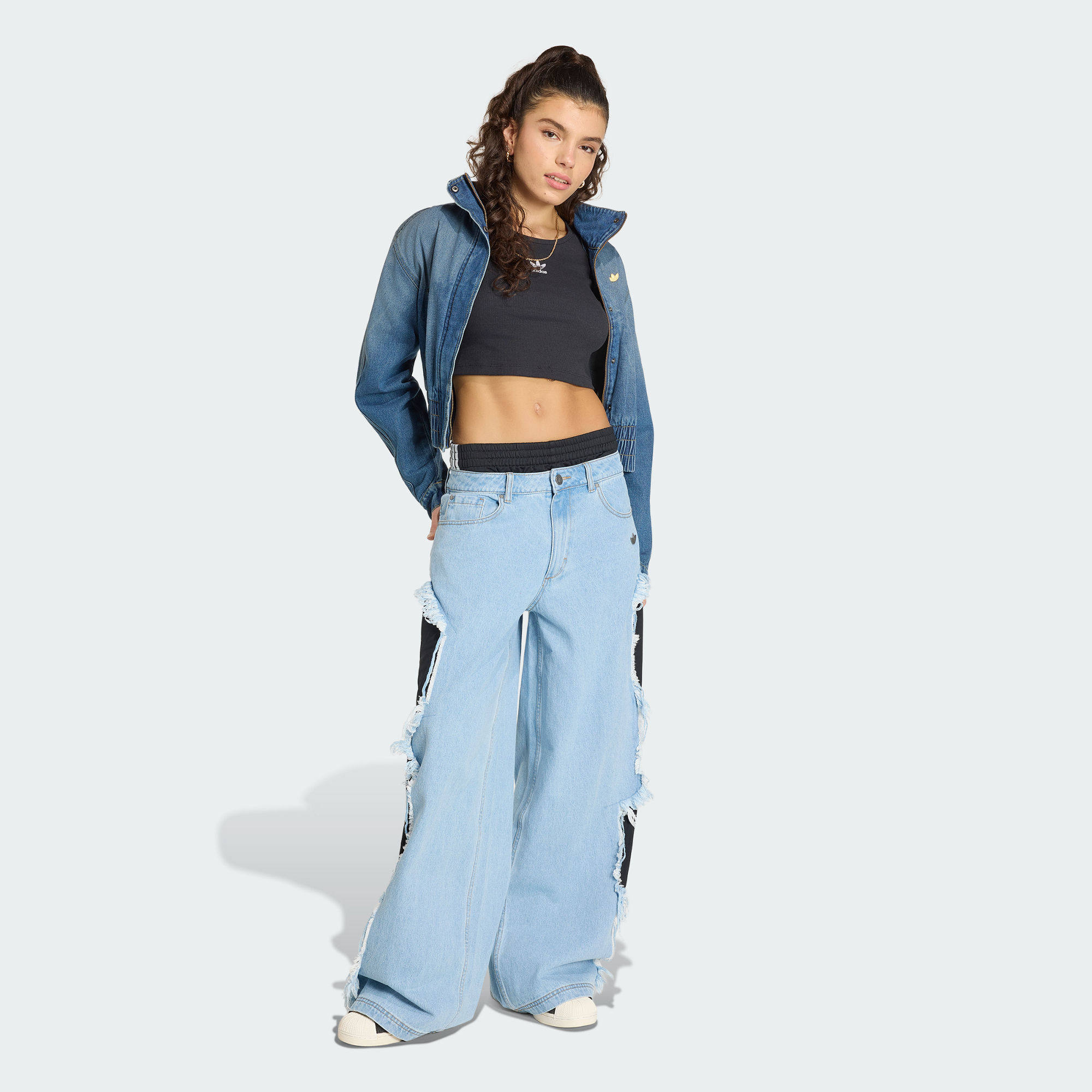 Adidas/阿迪达斯 FB DENIM 休闲复古宽松解构牛仔长裤KY5192