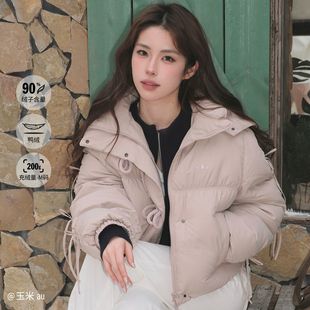 Adidas阿迪达斯三叶草保暖短款 KC2610 运动宽松鸭绒连帽羽绒服