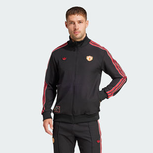Adidas/阿迪达斯男曼联足球休闲文化复古运动修身夹克外套JF0358