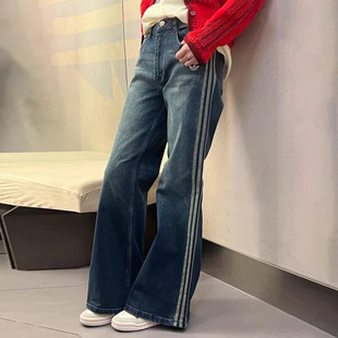 Adidas三叶草26年春款女装欧阳娜娜同款休闲牛仔裤KT3173 KT3174
