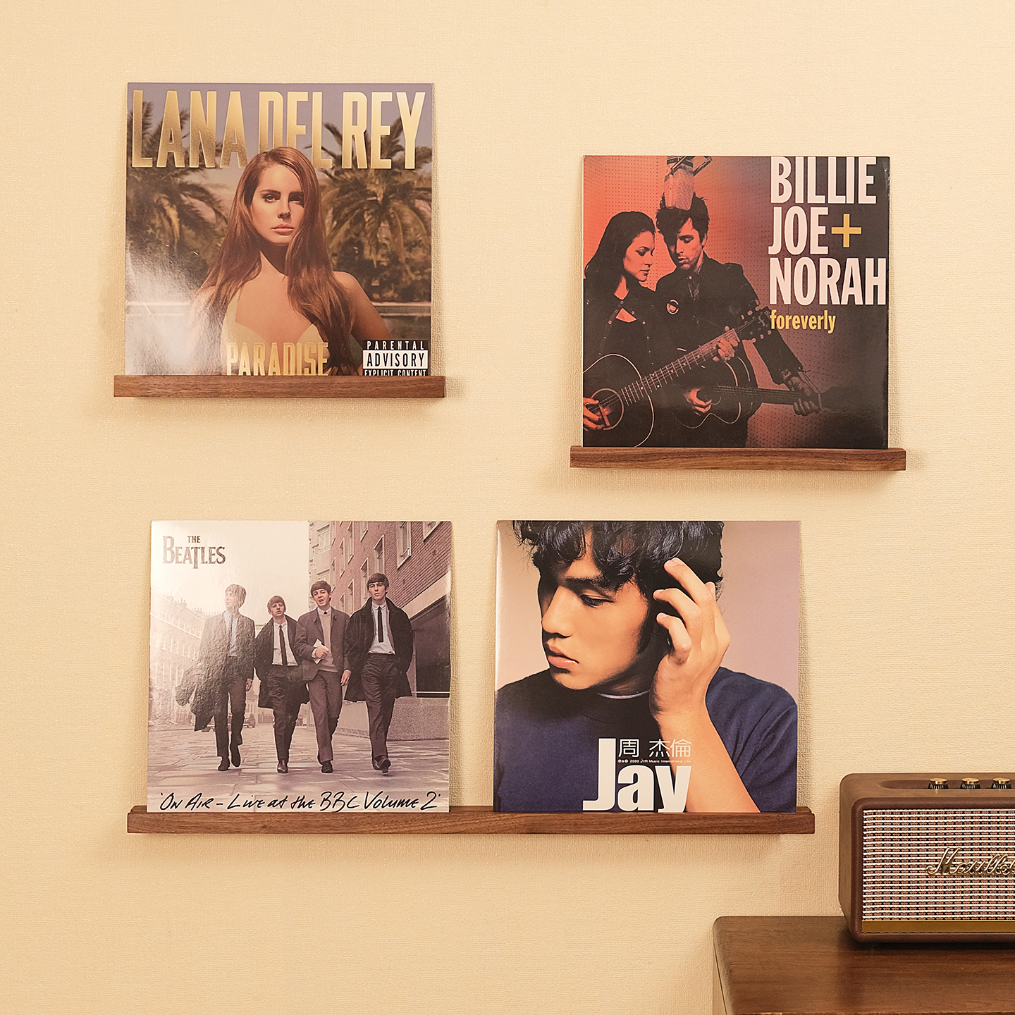 黑胶LP唱片收纳架实木壁挂唱片架