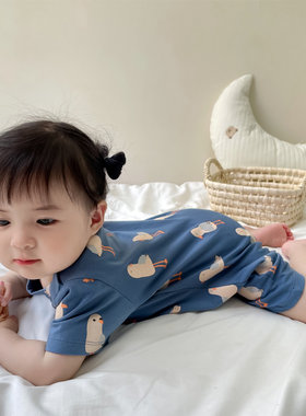 婴儿连体衣洋气短袖薄款衣服