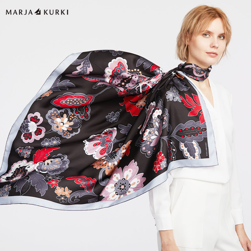 MARJAKURKI玛丽亚古琦双层真丝丝巾大方巾围巾薄款披肩妈妈礼盒