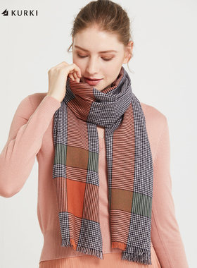 MARJAKURKI玛丽亚古琦秋冬新款羊毛围巾女薄款冬季百搭千鸟格韩版