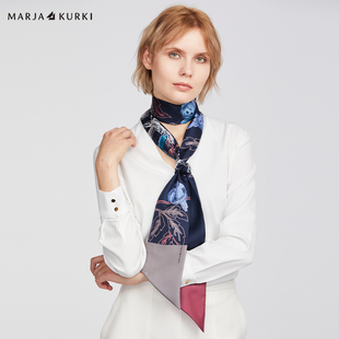 MARJAKURKI玛丽亚古琦真丝丝巾女细窄长条飘带绑包丝巾发带礼盒装