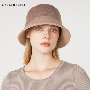MARJAKURKI玛丽亚古琦法式渔夫帽盆帽羊毛呢帽子女士秋冬2025新款