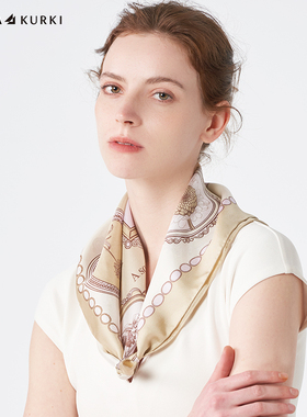 MARJAKURKI玛丽亚古琦真丝小方巾丝巾系脖高级感领巾小丝巾女礼盒