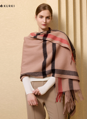 MARJAKURKI玛丽亚古琦英伦格子羊毛围巾冬季加厚大披肩女外搭礼盒