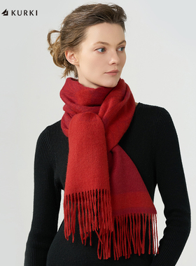 MARJAKURKI玛丽亚古琦红色羊绒围巾本命年新年礼物羊毛围巾女冬季