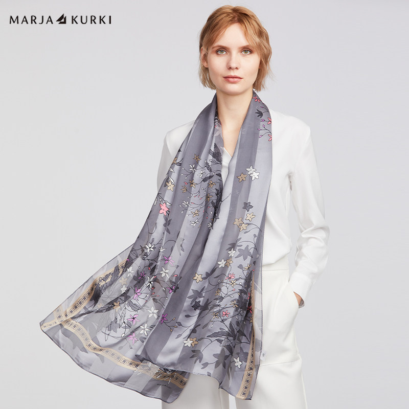 marjakurki玛丽亚古琦桑蚕丝真丝丝巾女春秋长款百搭夏季围巾妈妈