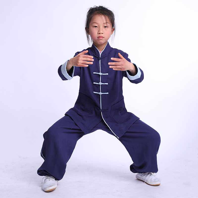 新款高档武农儿童太极服亚麻春秋 小孩男女少儿表演出武术服太极