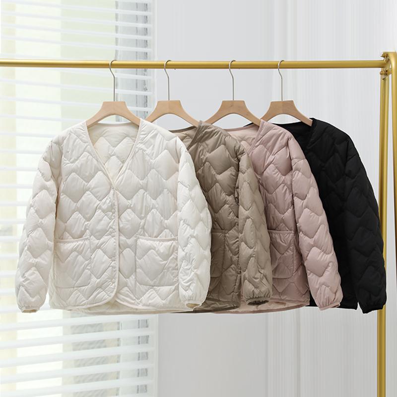 优衣U家官方旗舰店秋冬新款胖mm大码轻薄羽绒服女菱格宽松轻便内
