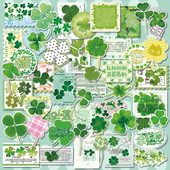 绿色幸运物语ins风小清新四叶草贴纸封口贴电脑水杯ipad防水贴画