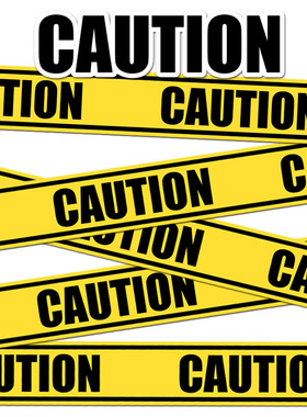 长条警戒线caution胶带贴纸笔记本电脑适用光滑面行李箱防水贴画