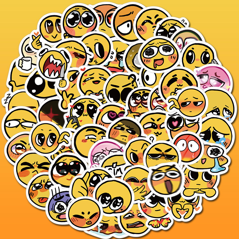 卡通小黄脸情绪表情包贴纸手机背卡ipad壳贴饰电脑水杯防水贴画